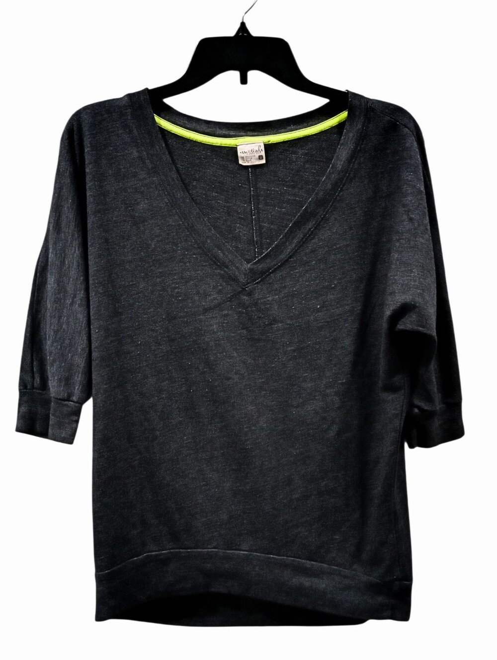 Women's Charcoal 3/4 Sleeve V-neck Sweater